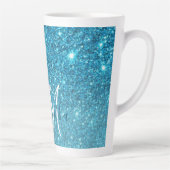 Moderner blauer Glitzer Glitzern Personalisiert Na Milchtasse (Rechts)