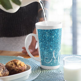 Moderner blauer Glitzer Glitzern Personalisiert Na Milchtasse