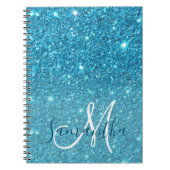 Moderner blauer Glitzer Glitzern Personalisiert Na Notizblock (Vorderseite)