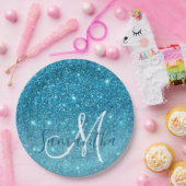 Moderner blauer Glitzer Glitzern Personalisiert Na Pappteller (Party)