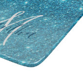 Moderner blauer Glitzer Glitzern Personalisiert Na Schneidebrett (Ecke)