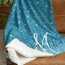 Moderner blauer Glitzer Glitzern Personalisiert Na Sherpadecke