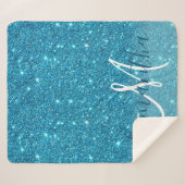 Moderner blauer Glitzer Glitzern Personalisiert Na Sherpadecke (Vorderseite (Horizontal))
