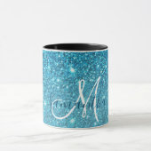 Moderner blauer Glitzer Glitzern Personalisiert Na Tasse (Zentrum)