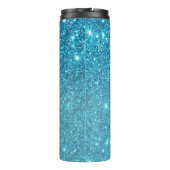 Moderner blauer Glitzer Glitzern Personalisiert Na Thermosbecher (Rückseite)