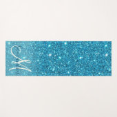 Moderner blauer Glitzer Glitzern Personalisiert Na Yogamatte (Vorderseite (Horizontal))