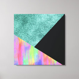 Moderner blauer Glitzer im geometrischen Pastellst Leinwanddruck