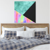 Moderner blauer Glitzer im geometrischen Pastellst Leinwanddruck (Insitu (Schlafzimmer))
