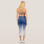 Moderner blauer Glitzer ombre Glitzern, weißer Mar Capri Leggings (Rückseite)