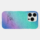Moderner blauer Glitzer ombre lila Chic mit Monogr Case-Mate iPhone Hülle (Rückseite (Horizontal))
