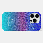 Moderner blauer Glitzer ombre lila Chic mit Monogr Case-Mate iPhone Hülle (Rückseite (Horizontal))