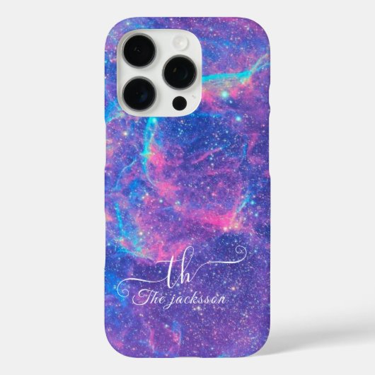 Moderner blauer Glitzer ombre lila Chic mit Monogr Case-Mate iPhone Hülle (Rückseite)