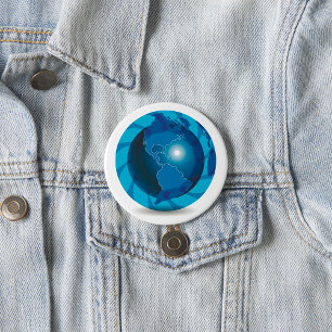 Moderner blauer Globus Weltkarte Button