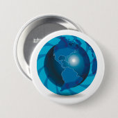 Moderner blauer Globus Weltkarte Button (Vorne & Hinten)