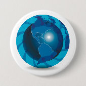 Moderner blauer Globus Weltkarte Button (Vorderseite)