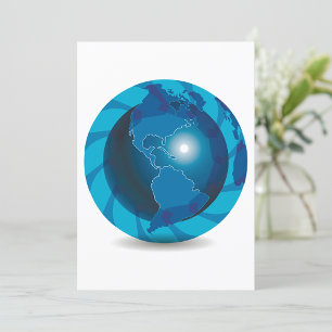 Moderner blauer Globus Weltkarte Einladung