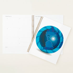 Moderner blauer Globus Weltkarte Planer