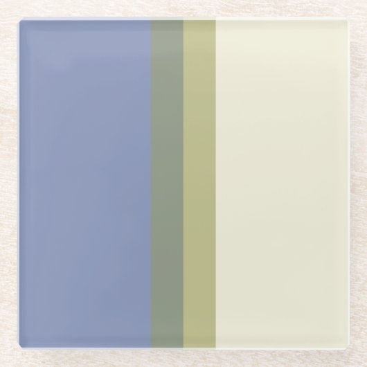 Moderner blauer, grüner Cremefarbblock Glasuntersetzer (Vorderseite)