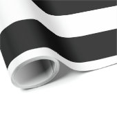 Moderner Blauer Hibiskus Schwarz-weiße Streifen Geschenkpapier (Rolleneckpunkt)