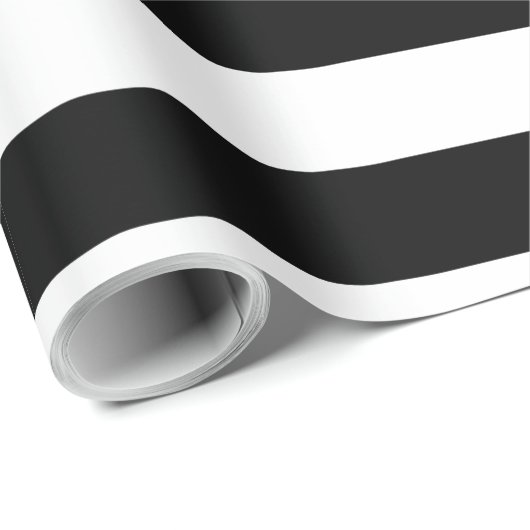 Moderner Blauer Hibiskus Schwarz-weiße Streifen Geschenkpapier (Rolleneckpunkt)