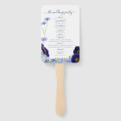 Moderner Blauer Hochzeitstag der Wildblume Fächer (Rückseite)