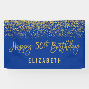 Moderner blauer Imitat-GoldGlitzer-50. Geburtstag Banner