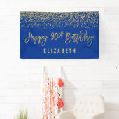 Moderner blauer Imitat-GoldGlitzer-90. Geburtstag Banner (Insitu)