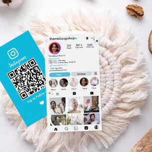 Moderner blauer Instagram benutzerdefinierter Soci Visitenkarte