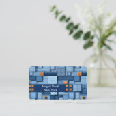 Moderner blauer Mosaik-QR-Code Visitenkarte (Stehend Vorderseite)