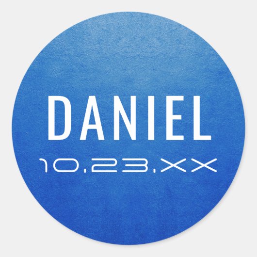 Moderner Blauer Name Datum Mitzvah Geburtstag Gefa Runder Aufkleber (Vorderseite)