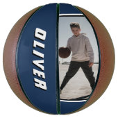 Moderner blauer Name Text Foto Basketball (Vertikal)