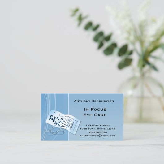 Moderner blauer Optometriker Visitenkarte (Stehend Vorderseite)