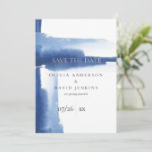 Moderner Blauer Ozean Save the Date (Stehend Vorderseite)