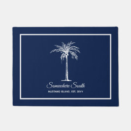 Moderner Blauer Palmenbaum Personalisiert Fußmatte