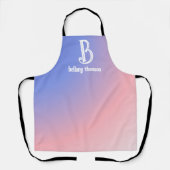 Moderner, blauer Pink-Monogramm-Künstler Schürze (Vorderseite)