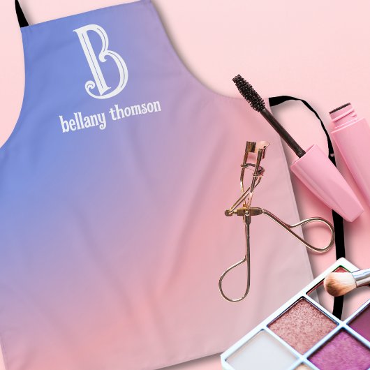 Moderner, blauer Pink-Monogramm-Künstler Schürze