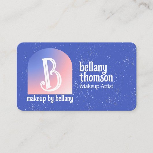 Moderner, blauer Pink-Monogramm-Künstler Visitenkarte (Vorderseite)