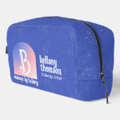 Moderner, blauer Pink-Monogramm-Künstler Waschbeutel (Rechte Ecke)