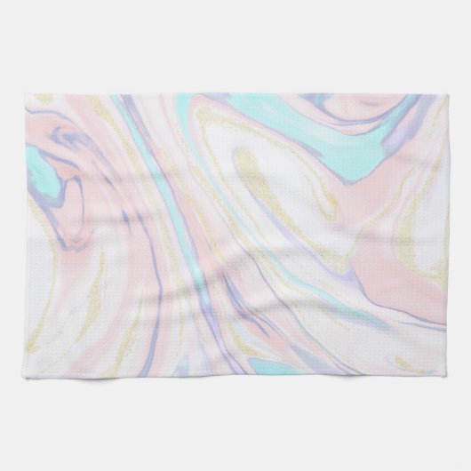 Moderner blauer Rosa-Glitzer aus Marmor Geschirrtuch (Horizontal)