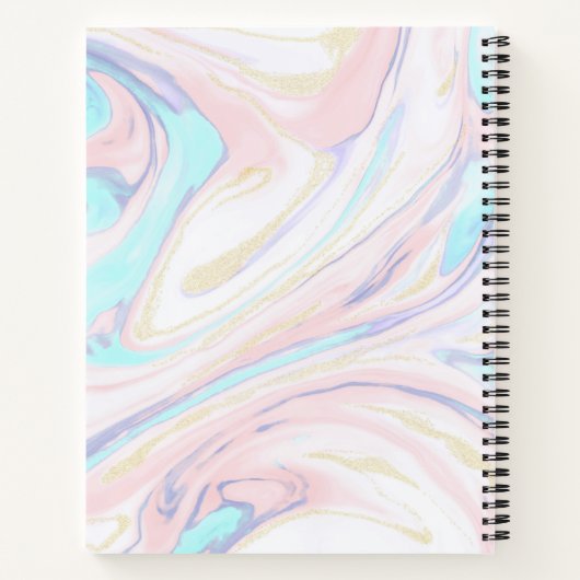 Moderner blauer Rosa-Glitzer aus Marmor Notizblock (Rückseite)