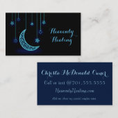 Moderner blauer sichelförmiger Mond und Sterne Visitenkarte (Vorne/Hinten)