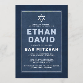 Moderner blauer Star von David Bar mitzvah Einladung