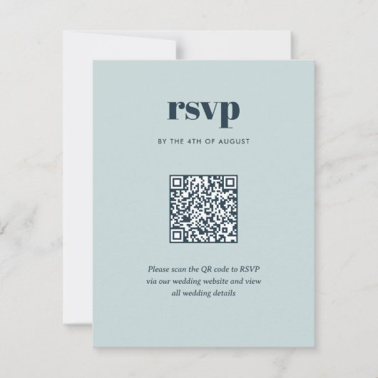 Moderner, blauer Trendy Mix Match Wedding QR Code RSVP Karte (Vorderseite)