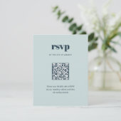 Moderner, blauer Trendy Mix Match Wedding QR Code RSVP Karte (Stehend Vorderseite)