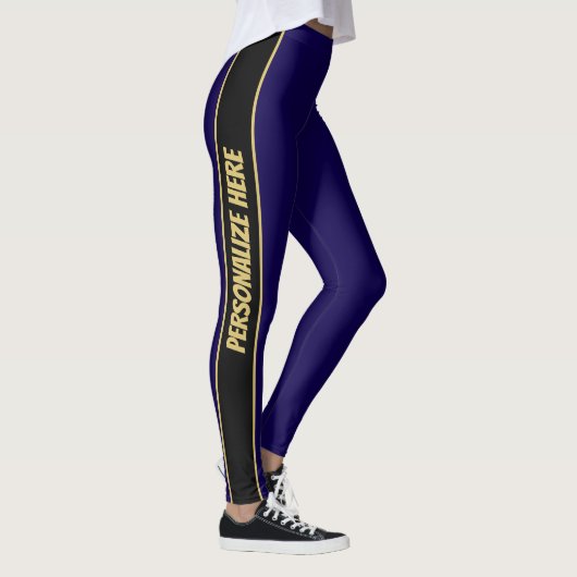 Moderner Blauer und Gold - benutzerdefinierter Tex Leggings (Rechts)