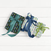 Moderner Blauer und grüner Weihnachtsbaum Geschenkpapier Set