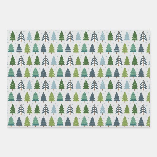 Moderner Blauer und grüner Weihnachtsbaum Geschenkpapier Set (Vorderseite 3)