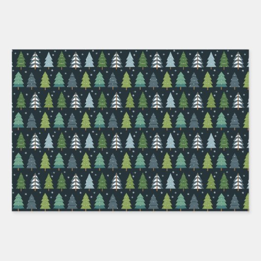 Moderner Blauer und grüner Weihnachtsbaum Geschenkpapier Set (Vorderseite 2)