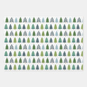 Moderner Blauer und grüner Weihnachtsbaum Geschenkpapier Set (Vorderseite)