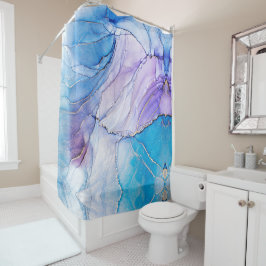 Moderner, blauer und Lila Marmoralkohol Tinte Duschvorhang